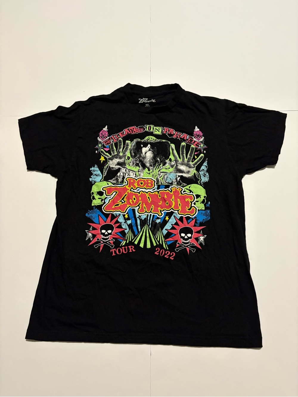Rob Zombie Freaks On Parade Tour 2022 Graphic Band Tee Black Medium
